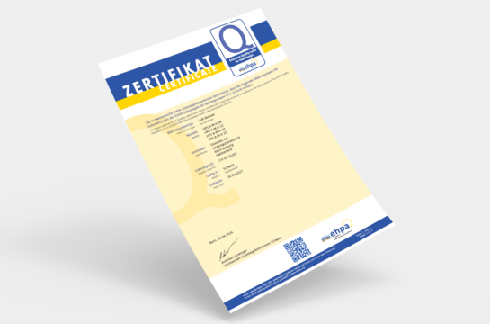 Mockup Hochfortmat Zertifikat EHPA Gütesiegel